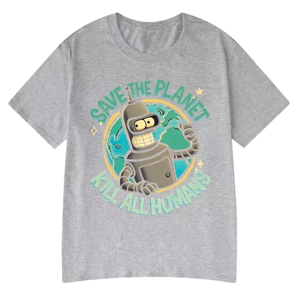 Divertente Salva il Pianeta Uccidi Tutti gli Umani Stampa Grafica Robot T-shirt Moda Donna Estate Manica Corta Maglietta Abbigliamento