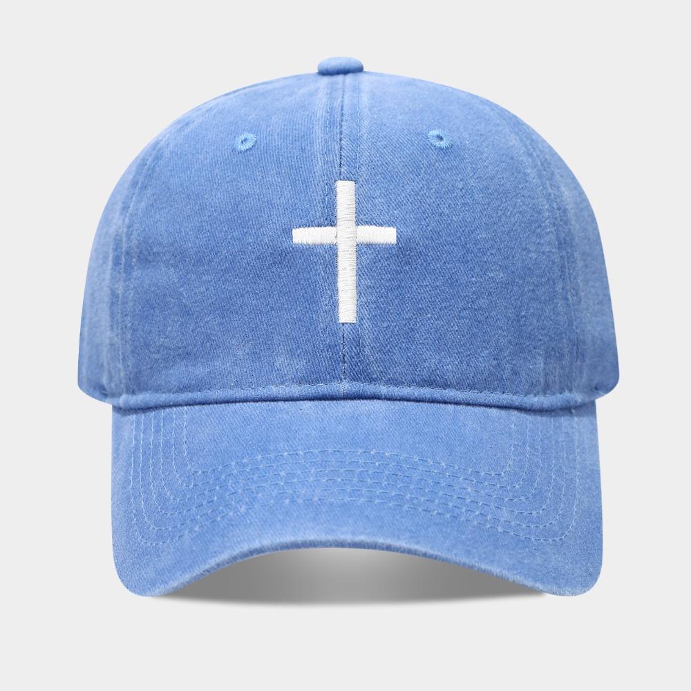 Fashion Embroidered Cross Baseball Cap Breathable Sunscreen Peaked Cap Simple Casual Hip Hop Hat Outdoor