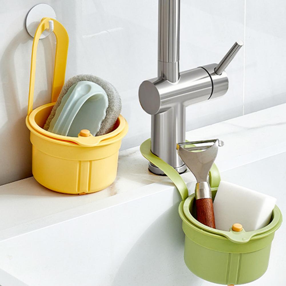 Bohrfreier Wasserhahn-Hängeorganizer Abtropfkorb für Spülbecken Effizientes Freihändiges Spülbecken-Filtergestell