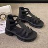 Women's Summer New High Top Hollow Out Thick Sole Sandals Open Toe Flat Sole Zippers Modern Sandals Outdoor Beach Sandals