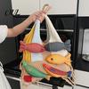 Boho Fashion Bag 3D Fish Knitted Tote, Patchwork Shoulder with Tassels, Practical Sundries Colorful Women Purse for Daily Commuting Travel Shopping