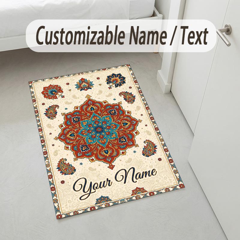 Office Team Theme Soft Crystal Velvet Rug Custom Name & Text Print Non Slip Floor Rug for Bedroom Living Room