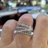 Huitan Trendy Multi-layers Cross Rings for Women Luxury Fashion Wedding Bands Accessories Party Modern Cubic Zirconia Zircon