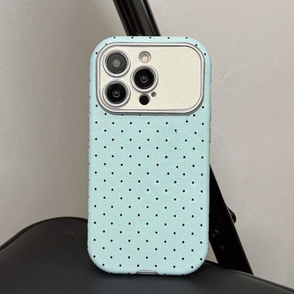 Korea Full Screen Blue Polka Dots Phone Case For 17 Air 17 16 15 14 13 12 11 Pro Max Pro Plus 17 Luxury Back Cover