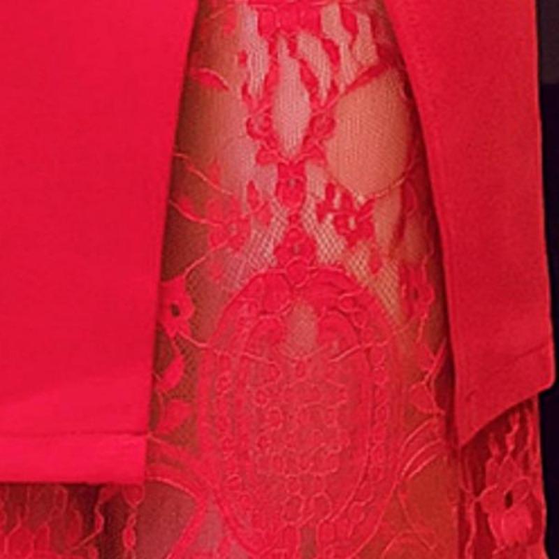 Single-breasted Lace Patchwork Sexy Skirt Women Fashion Solid Color Slim High Waist Skirts