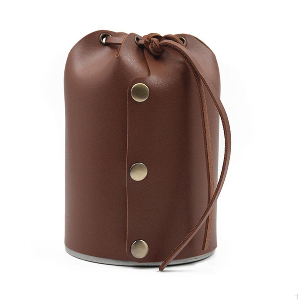 Gasbehållare PU Läder Retro Flat Tank Cylinder Skyddsväska för camping utomhusvandring