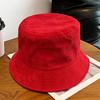 Corduroy hat embroidery autumn and winter bucket hat men's versatile thermal basin hat bucket hat tide