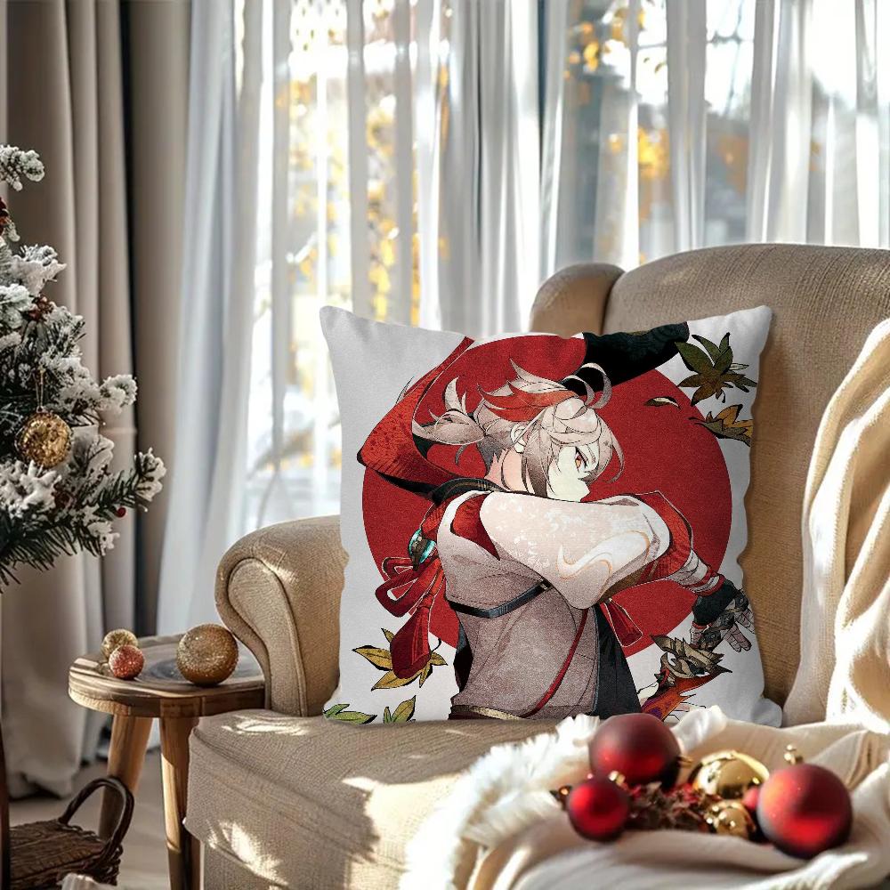 Kaedehara Kazuha Animation G-Genshin I-Impact Pillow Case Square Pillow Bedroom Sofa LeisureCarLiving Room Home Decoration 40X40