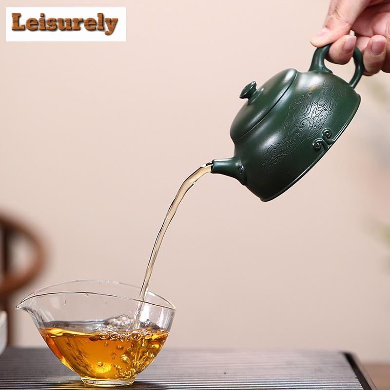 260ml Yixing Slavné Ručně Vyráběné Fialové Hliněné Čajové Konvičky Čajová Konvice Krása Surová Ruda Černozelená Hlína Konvice Čínská Zisha Čajová Sada Dárky