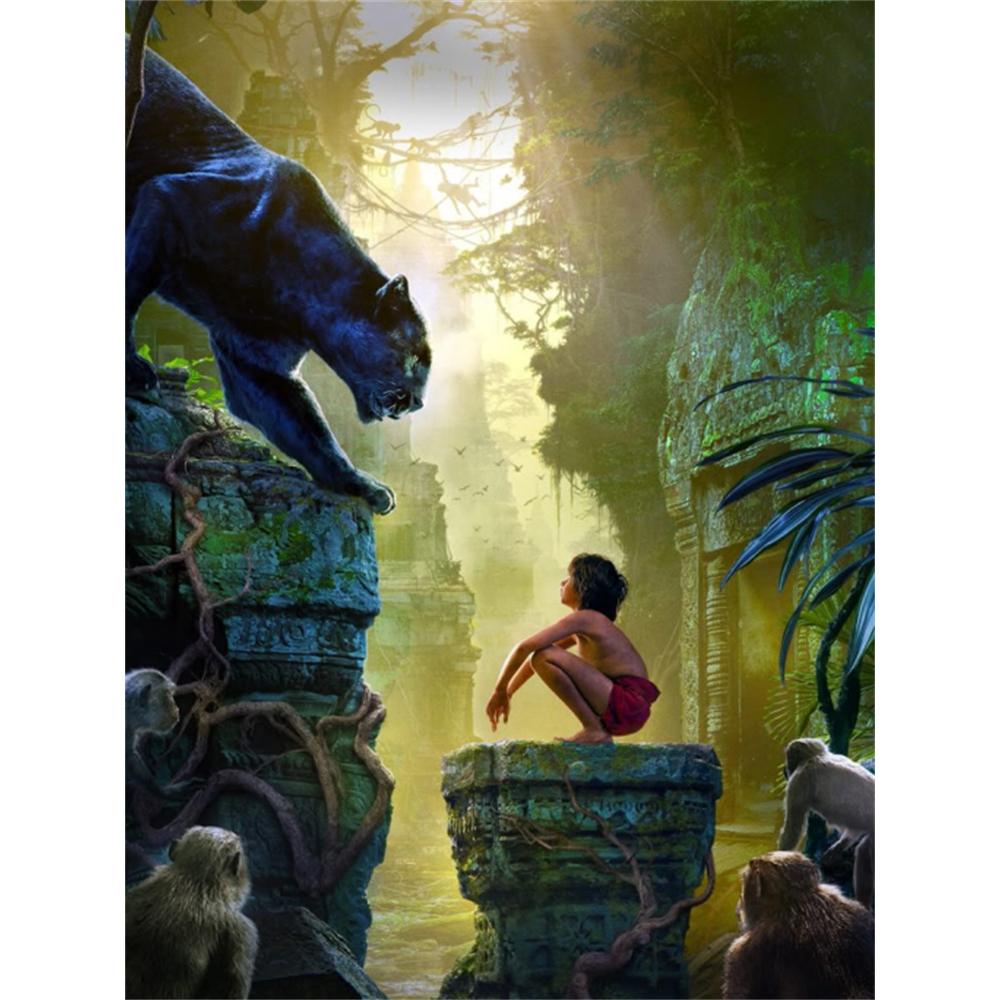 

Disney 5D DIY Diamond Painting Classic Scene Illustrations From The Jungle Book Cartoon Full Diamond Mosaic Art Wall Decoration Set Round 20x30cm