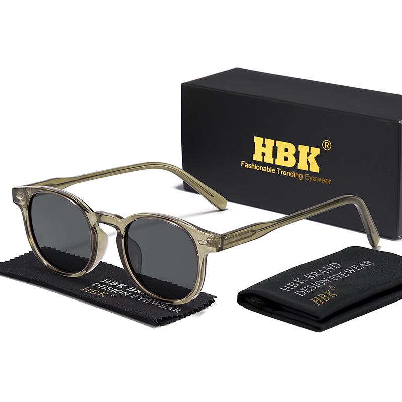 HBK Retro Men's Fashion Polarized Sunglasses High-Quality Tr-90 Frame Vintage Sun Glasses Women's Travel Party Eyeglasses