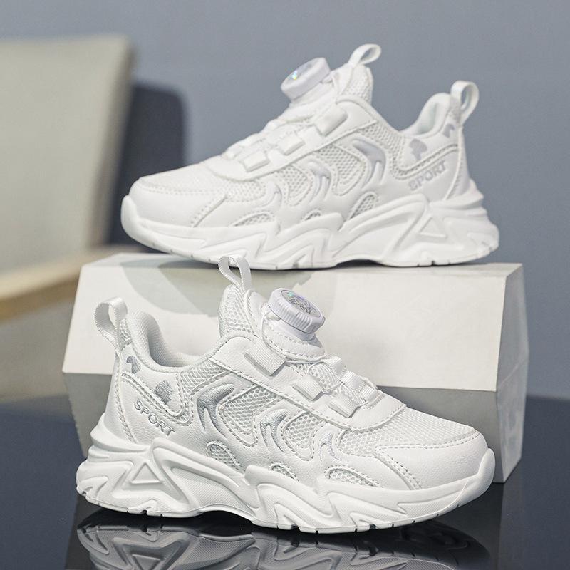 

Сетчатые кроссовки для мальчиков-одноклассников, новая осенняя обувь для девочек, спортивная обувь с вращающейся пряжкой, студенческие белые туфли 39