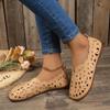 New Hollowed Out Flat Bottomed Retro Single Shoe for Women, with A Round Toe and Ethnic Style Low Top and Low Sandals
