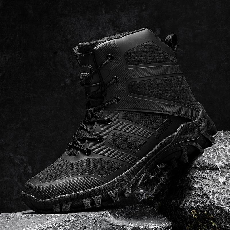 

Winter large size 46 shock-absorbing and wear-resistant tactical boots outdoor hiking training boots outdoor mountaineering boots desert boots men 37 чорний