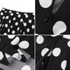 Women Maxi Skirt High Waist Color Matching Dot Print Retro A-line Big Hem Side Pockets Loose Full Length Soft Elastic Waist Lady Prom Party Long Skirt