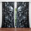 2pcs Terrifying Black Skull and Rose Printed Curtain for Halloween Home Decor - Rod Pocket Window Treatment for Bedroom, Office,