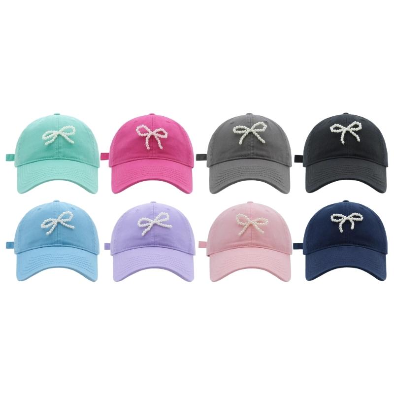 Pearl Bow Breathable Baseball Hat Girl Adult Sports Hat Outdoor Activity