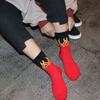 Tube Socks Long Section Flame Print Cotton Winter Cute Funny Cotton Ladies Socks for Winter