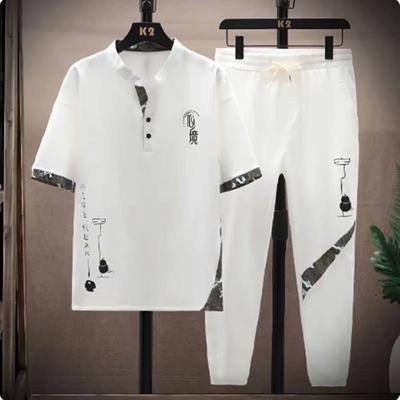 Hemden + Hosen Herbst Baumwolle Leinen Sportbekleidung Herren Casual Sets Frühling Männliche Mode Hosen und Hemden Männer Plus Größe