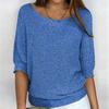 2026 Women's Solid Color Round Neck Knitwear Three-Quarter Sleeve Top