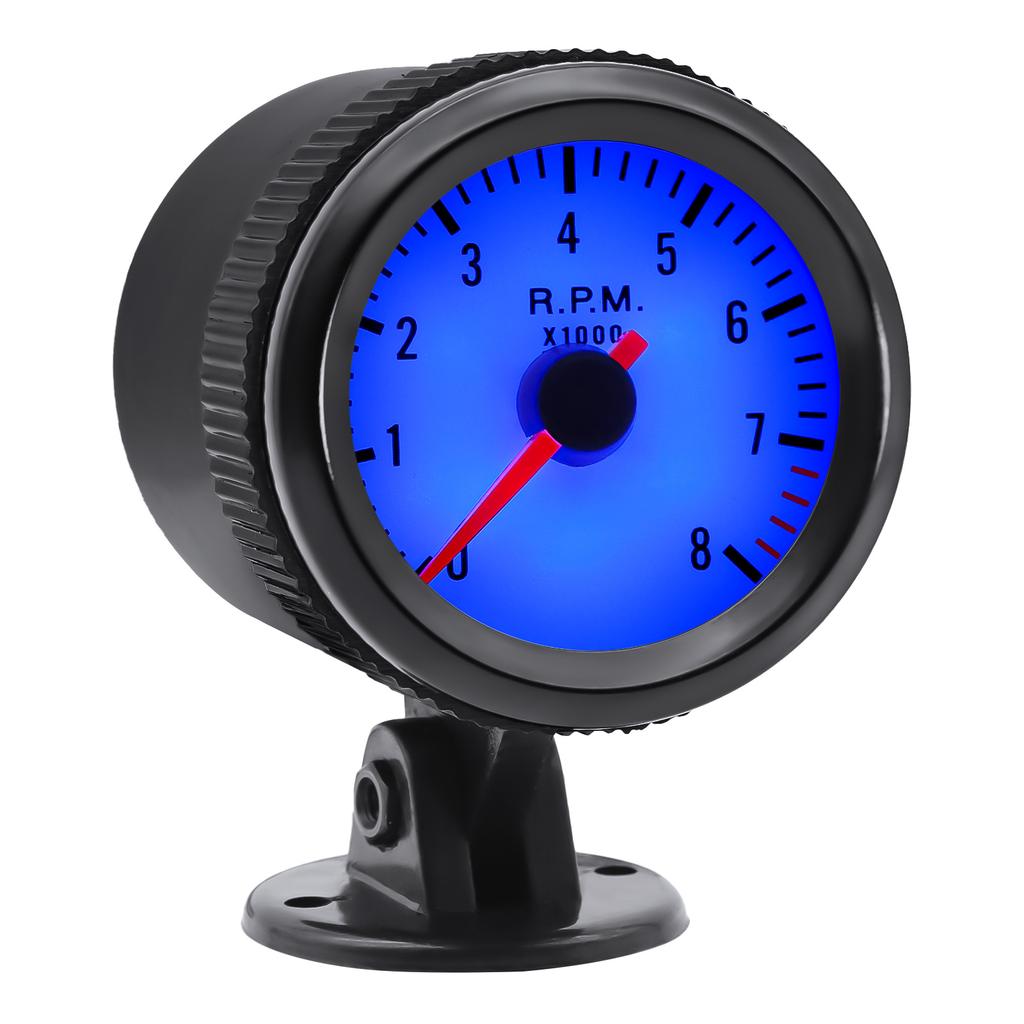AD 52mm Tachometer Tacometro 12V Car LED Tacho Gauge Tachometer 0-8000 RPM Meter White Black for 1-8 Cylinder Gasoline Engine