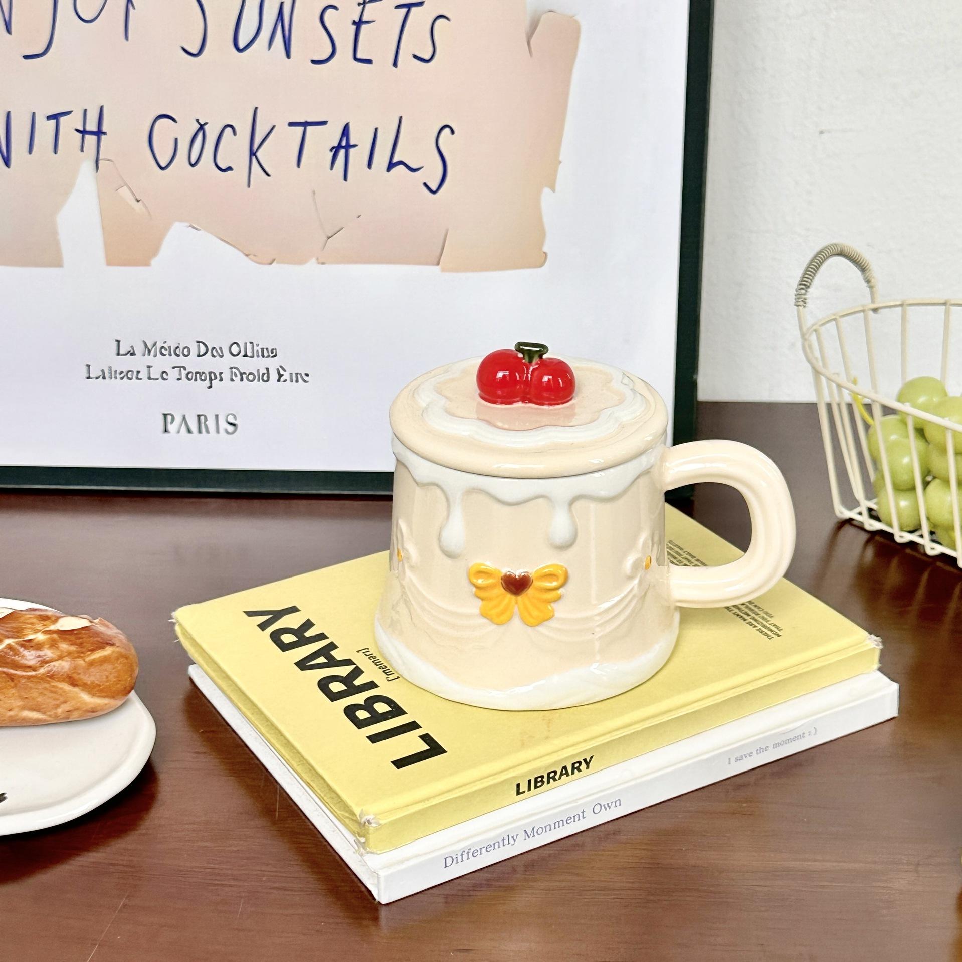 

Кружка с крышкой, высококачественная чашка для воды, керамическая кружка, подарок на день рождения для девочек, сувениры, кофейная чашка для завтрака 301-400ml