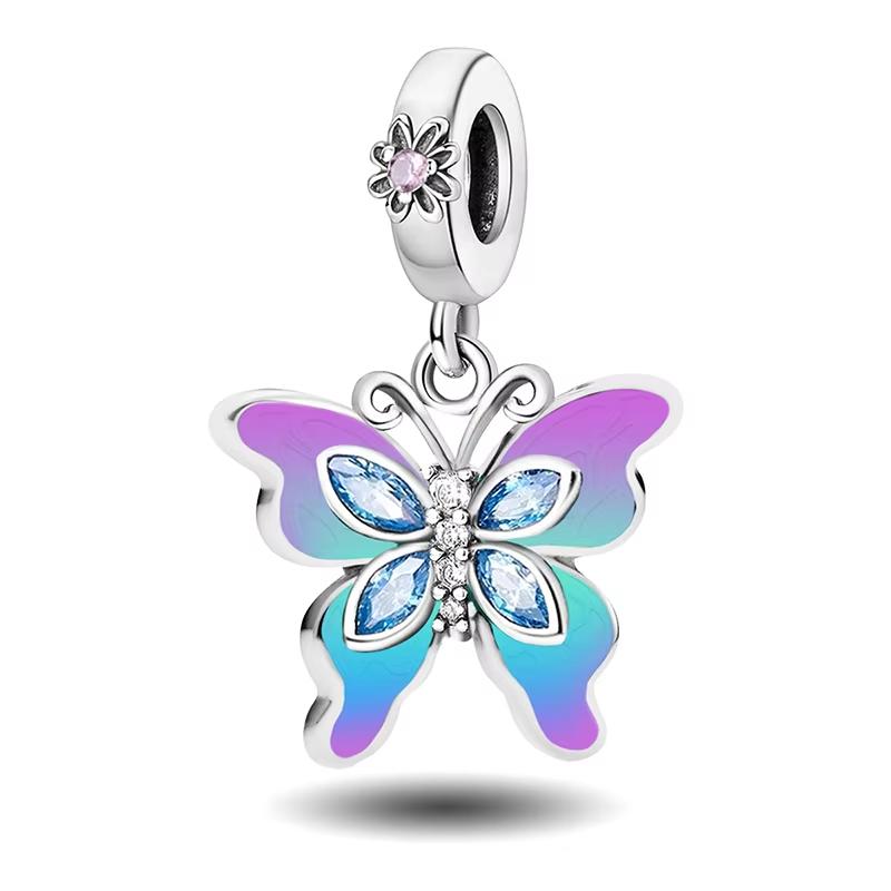 Copper Butterfly Series Zircon Charms Beads Fit Diy Bracelet Bangle Making Gift Of High Quality Jewelry For Women
