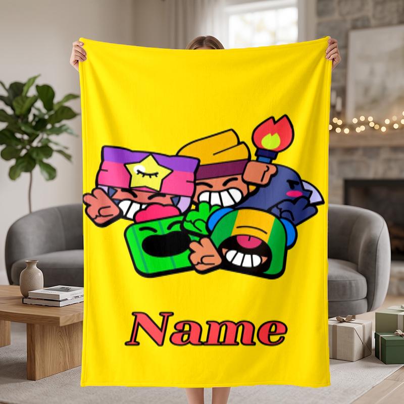 Brawl Stars Custom Flannel Blankets Soft Warm Cozy Throws for Home Decor Holiday Gifts