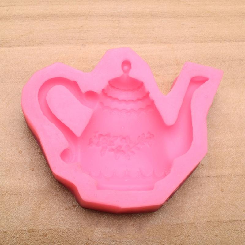 Silicone Fondant Mold Cartoon Cute Teapot Shape Handmade Candle Resin Craft Cake Decorating Tool for Kitchen Baking Gift