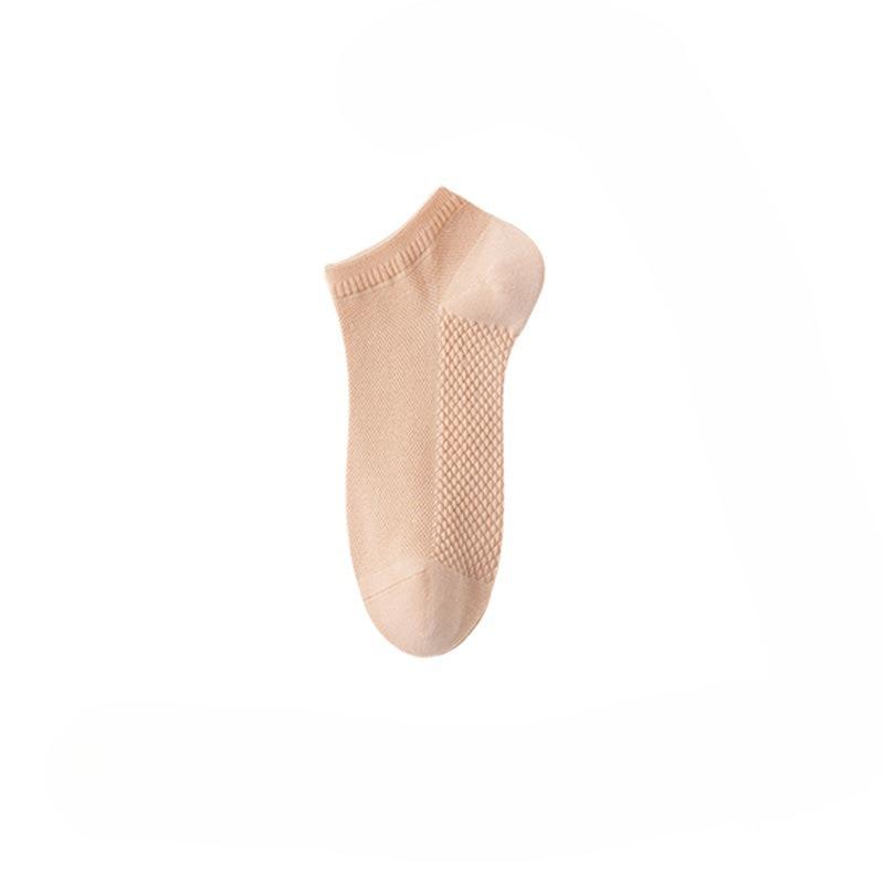 Sock Children Summer Lightweight Pure Cotton Massage Bottom with Mesh Ventilation, Breathable In Summer, Odor-resistant, Plain Color, Boat-style Socks