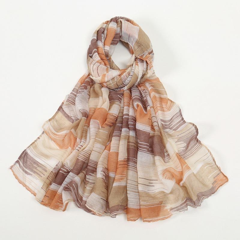 Bali yarn printed scarf women's spring and summer new light and breathable large size thin long towel travel sunscreen shawl