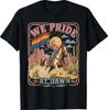 Vintage Rainbow We Pride At Dawn Western Cowgirl LGBTQ Retro T-Shirt