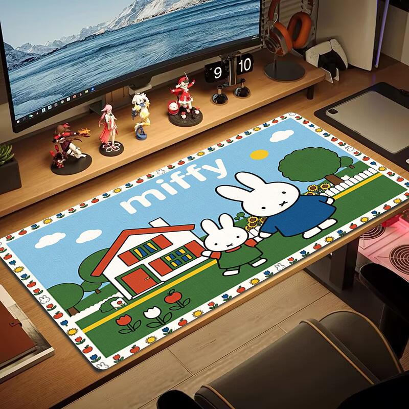 Miffy Color Mouse Pad Large Gaming Table Cushion Non-slip Laptop Tablet Big Mousepad XXL Mat Mini PC Playmat With Lock edge
