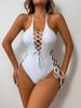 Women's Fashionable One,piece V,neck Swimsuit, One,piece Drawstring Swimsuit For Women