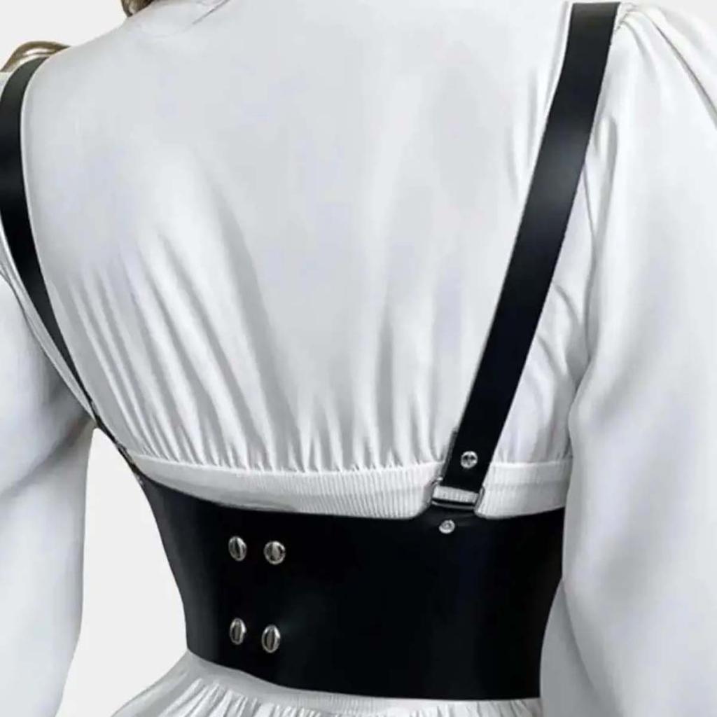 Women Fashion Belt Punk Waist-to-Shoulder Leather Body Harness Suspenders for Women Decorative Belt Gothic Clothing Accessories