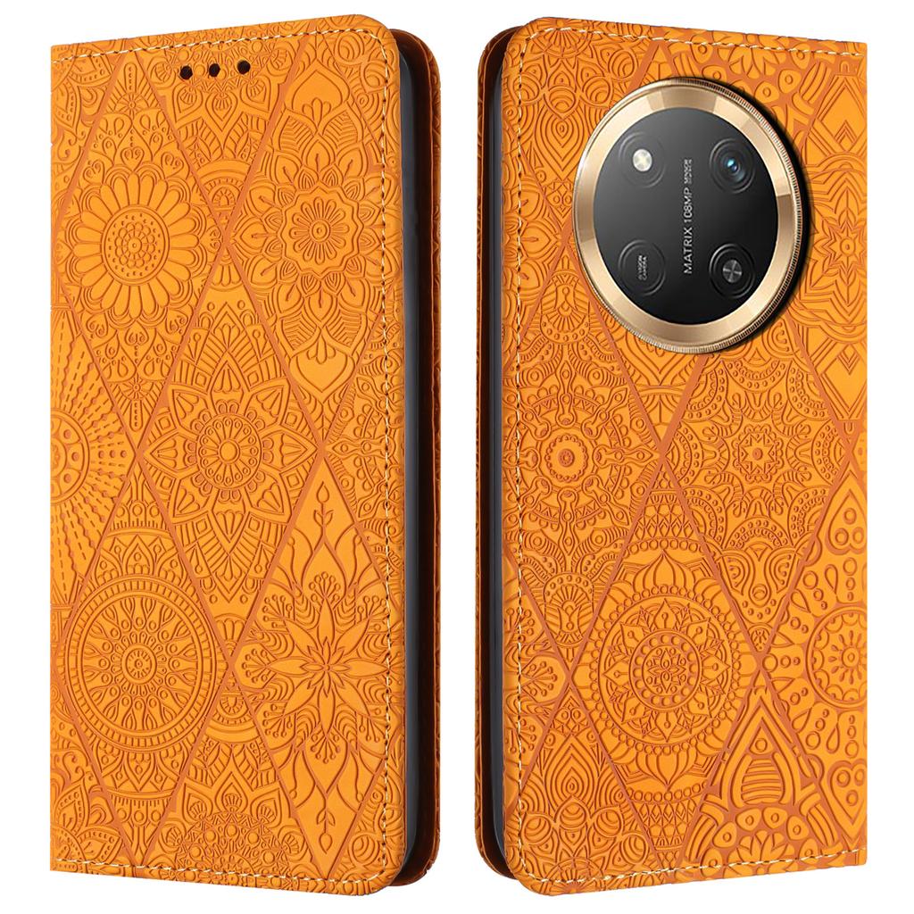 Wallet Case for Honor X60 Pro 5G/X9c 5G/Magic7 Lite 5G Imprinted Flower Stand Leather Phone Cover