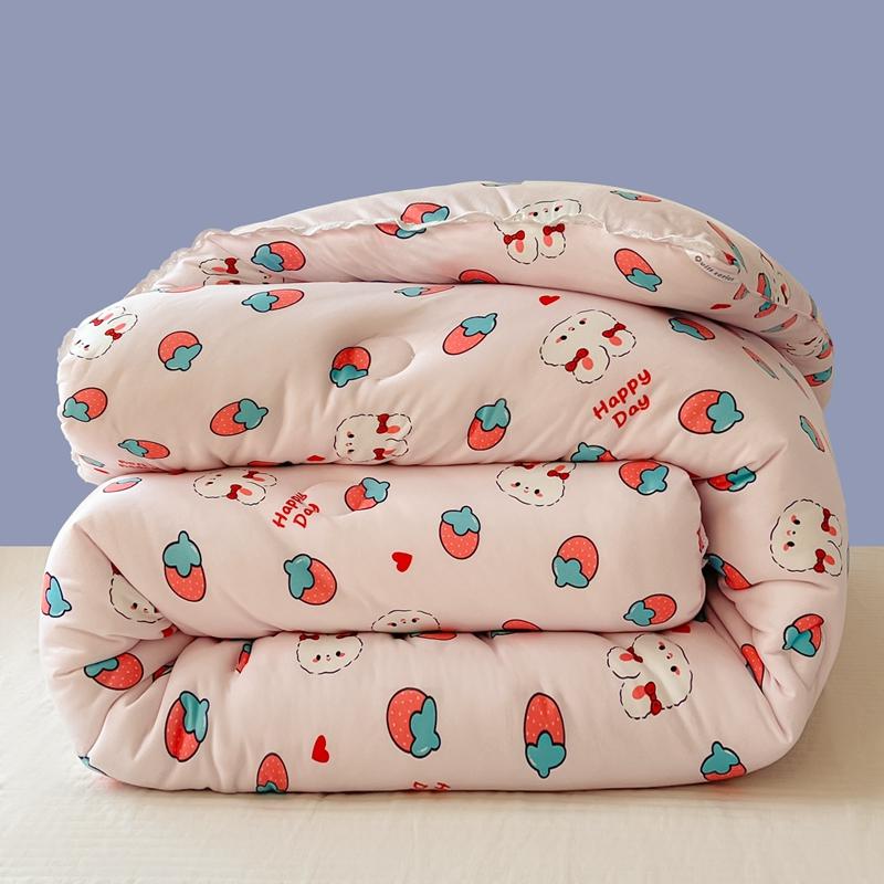 All-Season Cute Cartoon Print Comforter Adults Children Thick Warm Winter Quilts Single Double Size Soy Fiber Soft Quilt for Bed