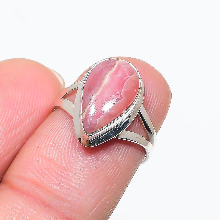 Natural Rhodochrosite Gemstone 925 Solid Sterling Silver Jewelry Ring S.6 U3M22