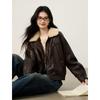 Women's Warm Retro Biker Faux Leather Jacket