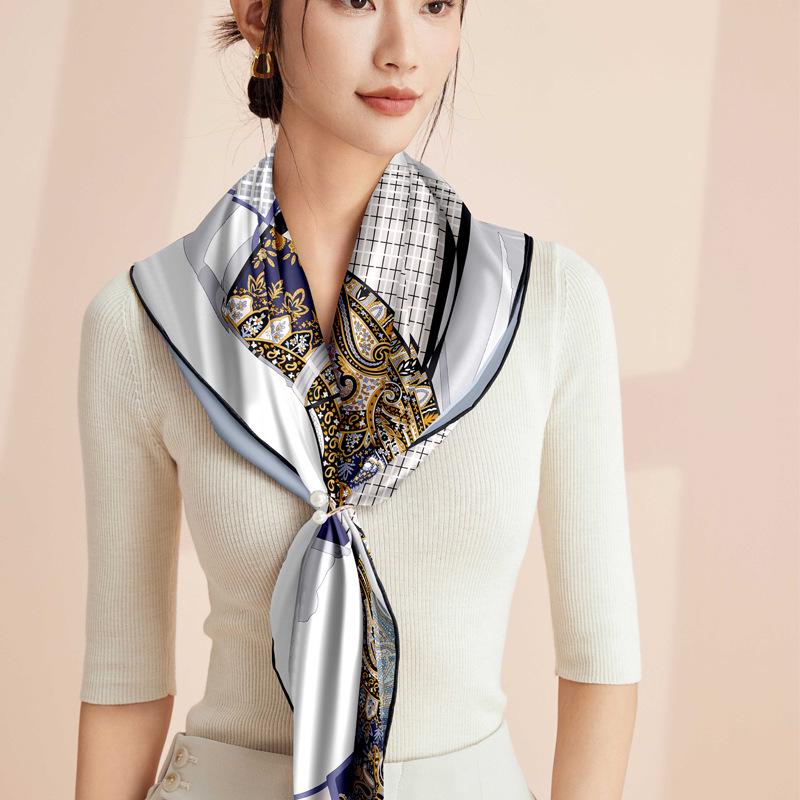 Versatile Double-Sided 100% Mulberry Silk Scarf, 16 Momme Twill, Luxury Style for Autumn/Winter