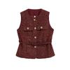Kaslead New Women clothes Western Style Versitile Fashion Graceful Multicolor Belt Decoration Vest Vest