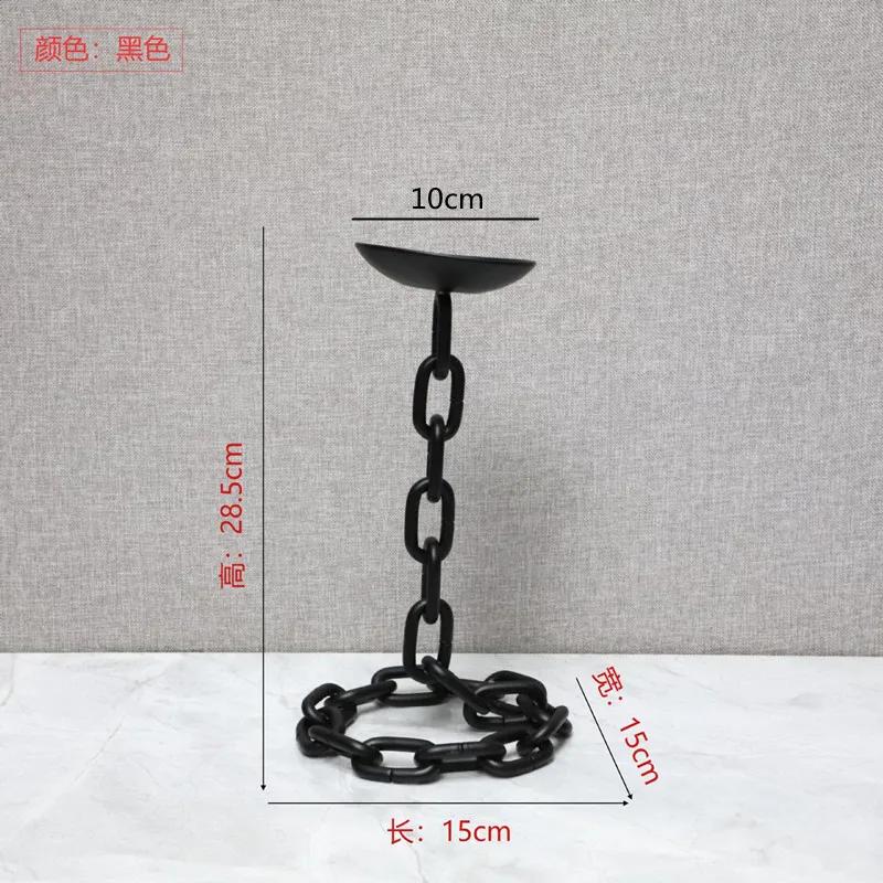 

Vintage Black Iron Chain Metal Candlestick, Desktop Decoration Ornaments, Wedding Centers for Tables Candlestick, Home Decor