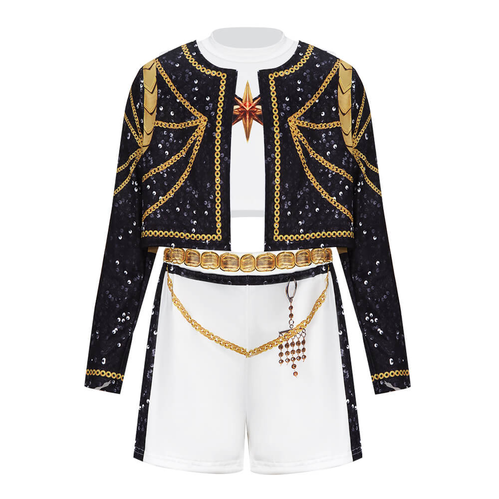 Dětské Rumi Zlaté jevištní oblečení Cosplay kostým Lovec démonů Maškarní šaty Hra na role Halloween Karnevalová párty Oblečení