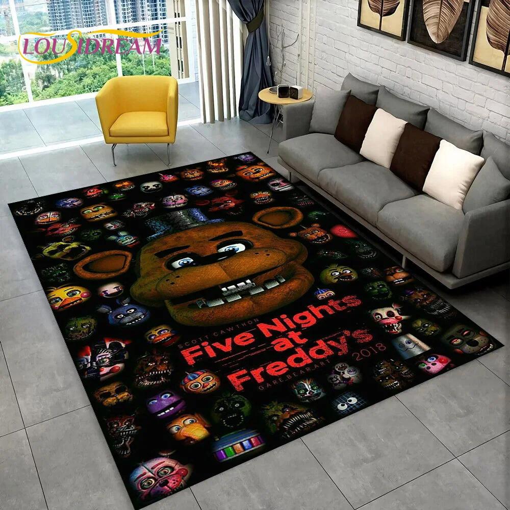 Horror Game FNAF Freddy Film Teppich Teppich für Zuhause Wohnzimmer Schlafzimmer Sofa Fußmatte Dekoration, Kinder Spielzimmer Teppich Rutschfeste Bodenmatte