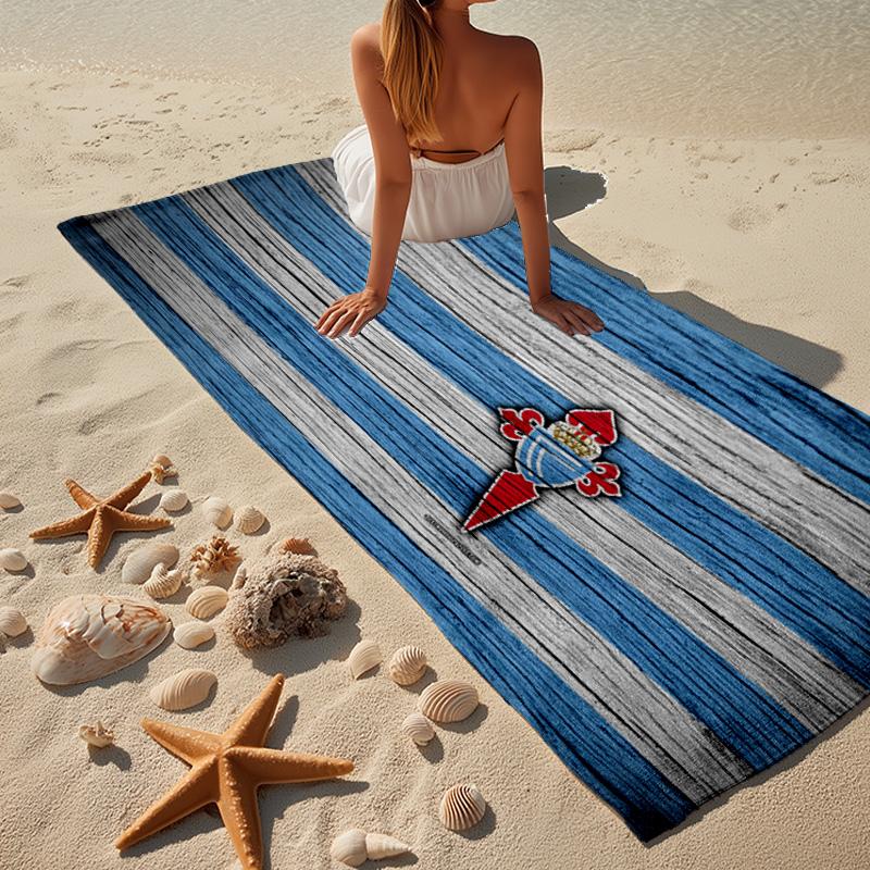 1 Stück Celta Vigo Wappen Leuchtendes Strandtuch - Weiche, Saugfähige Mikrofaser, Leicht, Ideal für den Strand, Partys, Reisen, Camping Fan-Geschenke
