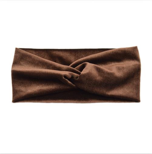 Fashion Solid Color Gold Velvet Cross Stretch Fabric Women Girl Headband Headpiece Turban Bandage Hair Accessories Headwear