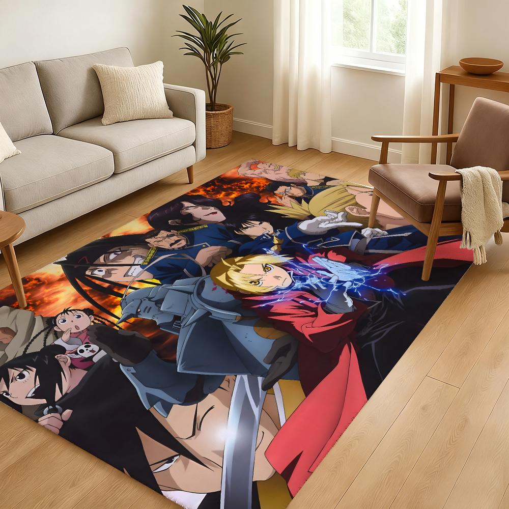 Fullmetal Alchemist Floor Mat Soft Thickened Absorbent Non-Slip Bedroom Living Room Door Mat Home Decor Flannel Rugs
