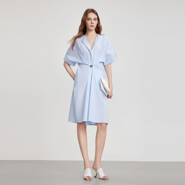 ELLE Elegant Versatile French Striped Design Short Sleeve Dress Women Dresses EL51401