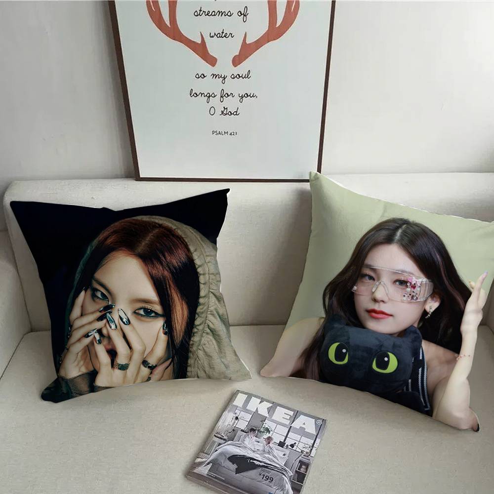 Korean Singer ITZY Yeji Pillow Case Short Plush Sofa Decorative Gift Home Double-sided Printing Cushion