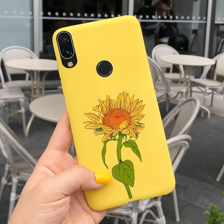 Soft Case For Xiaomi Redmi Note 7 Cover Funda For Redmi 7 7A Fashion Silicone Sunflower Phone Case on Redmi Note7 Pro Back Cover